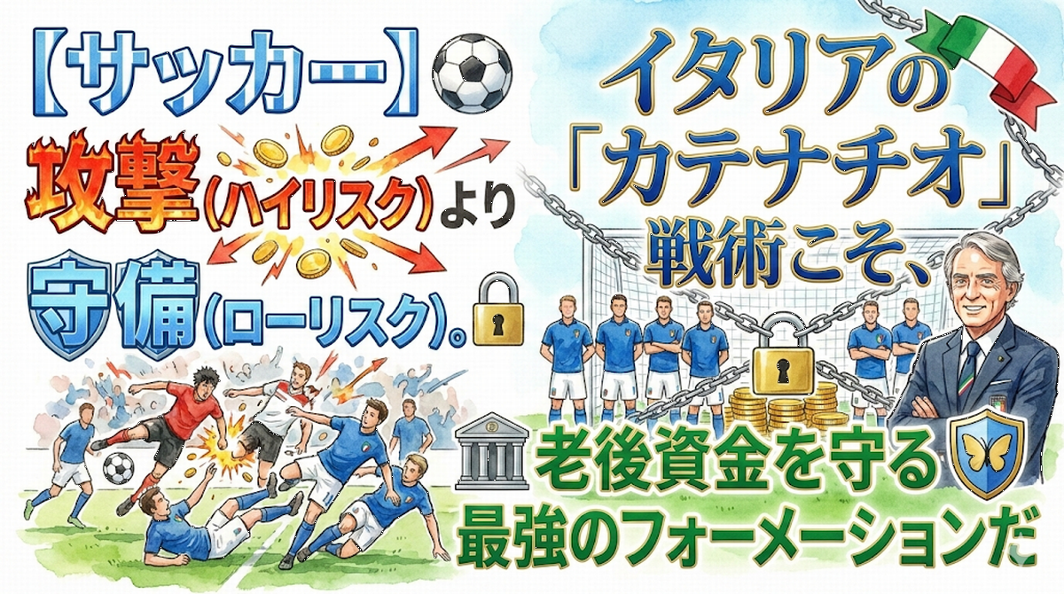 サッカー】攻撃（ハイリスク）より守備（ローリスク）。イタリアの「カテナチオ」戦術こそ、老後資金を守る最強のフォーメーションだ |  60歳からの『守りの資産運用』
